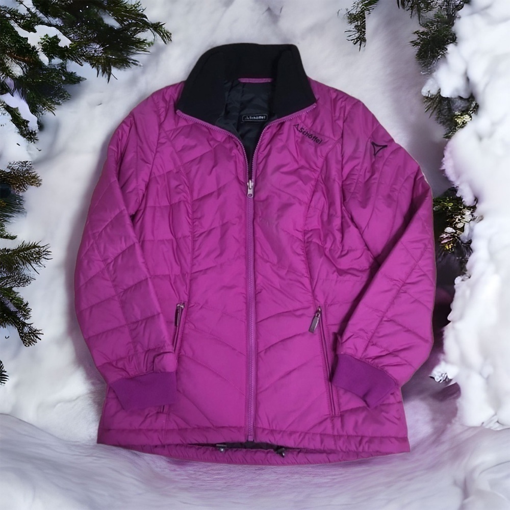 Schoffel Puffer Down Purple Jacket Sz XS Hoodless Full Zip Women’s